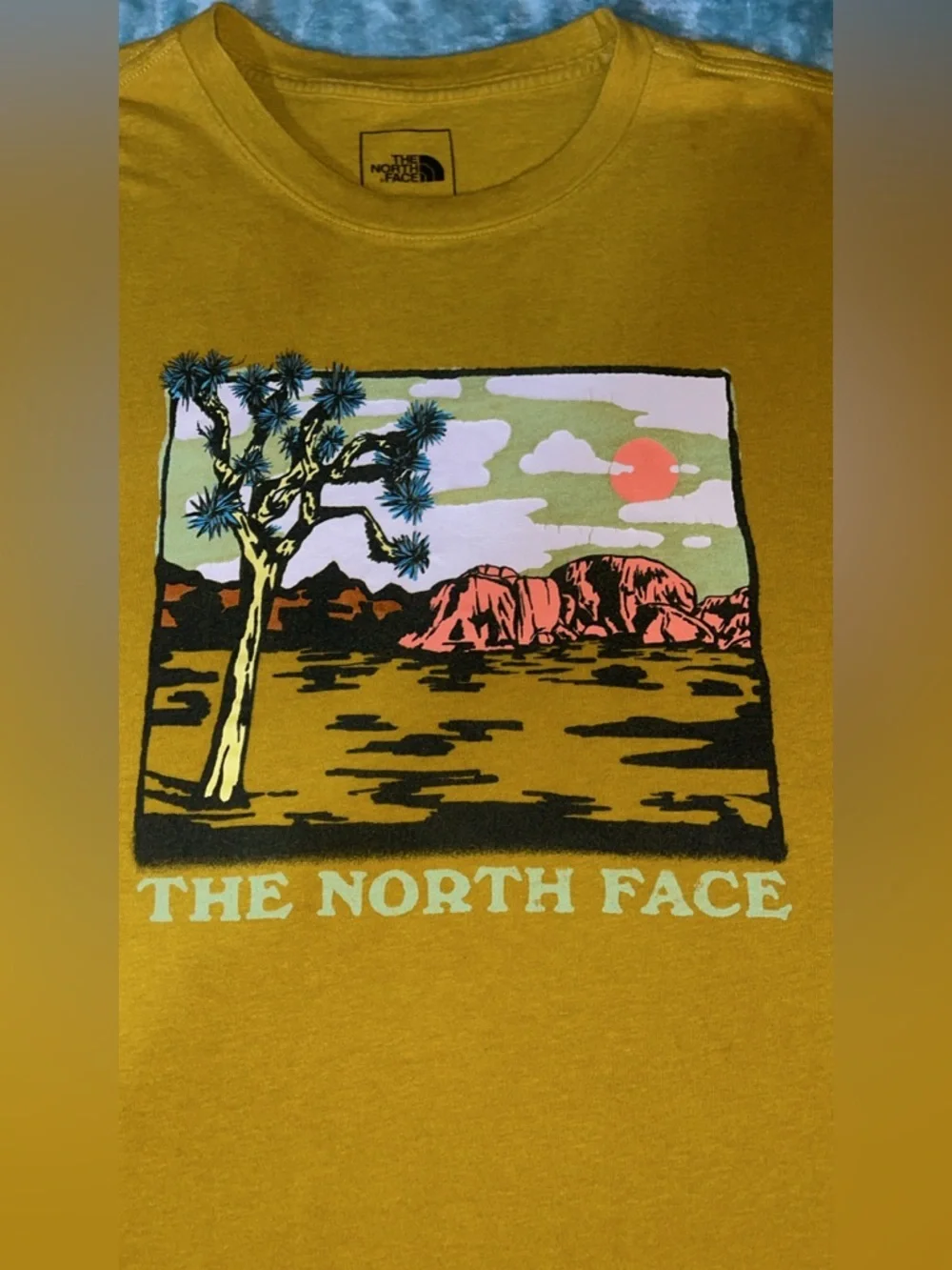 The North Face GI Graphic Tee Men’s Medium Mustard Yellow Joshua Tree Desert